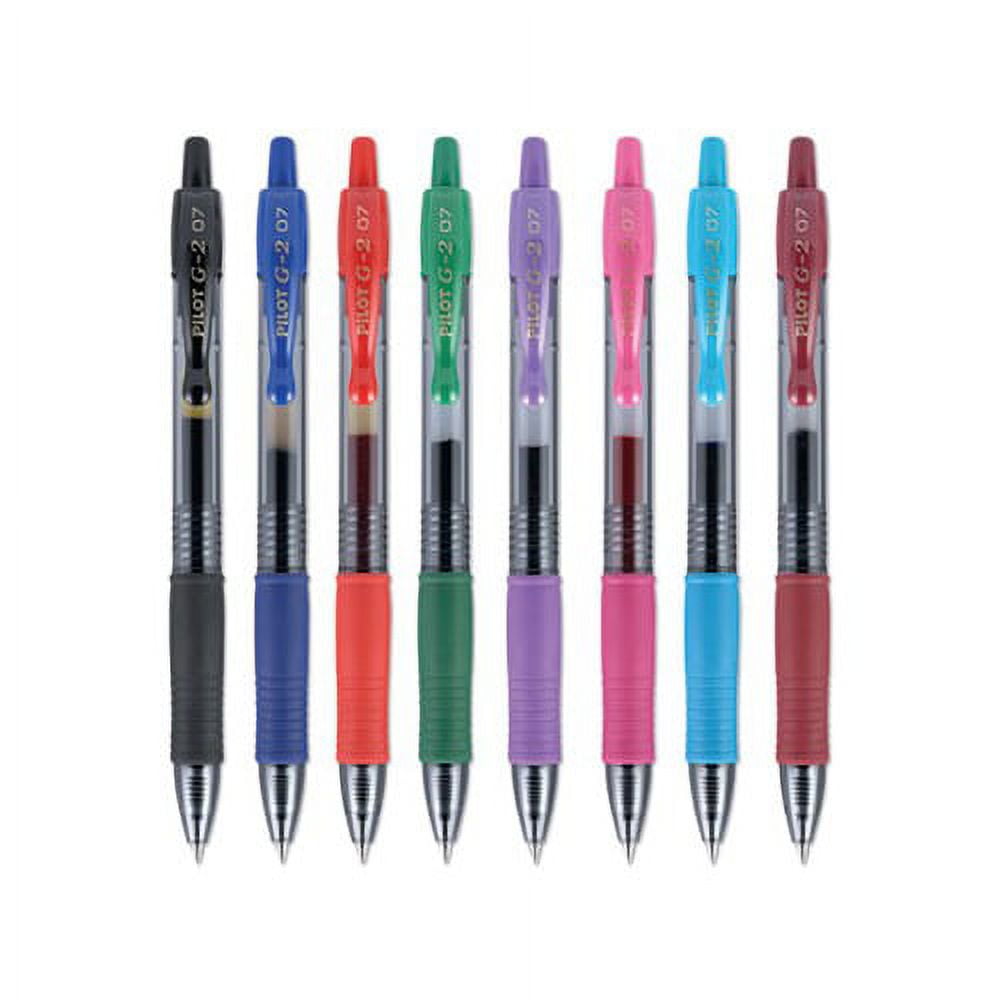 Pilot G2 Premium Retractable Gel Pens, Fine Point, 0.7 mm, Assorted Ink, 8 Count