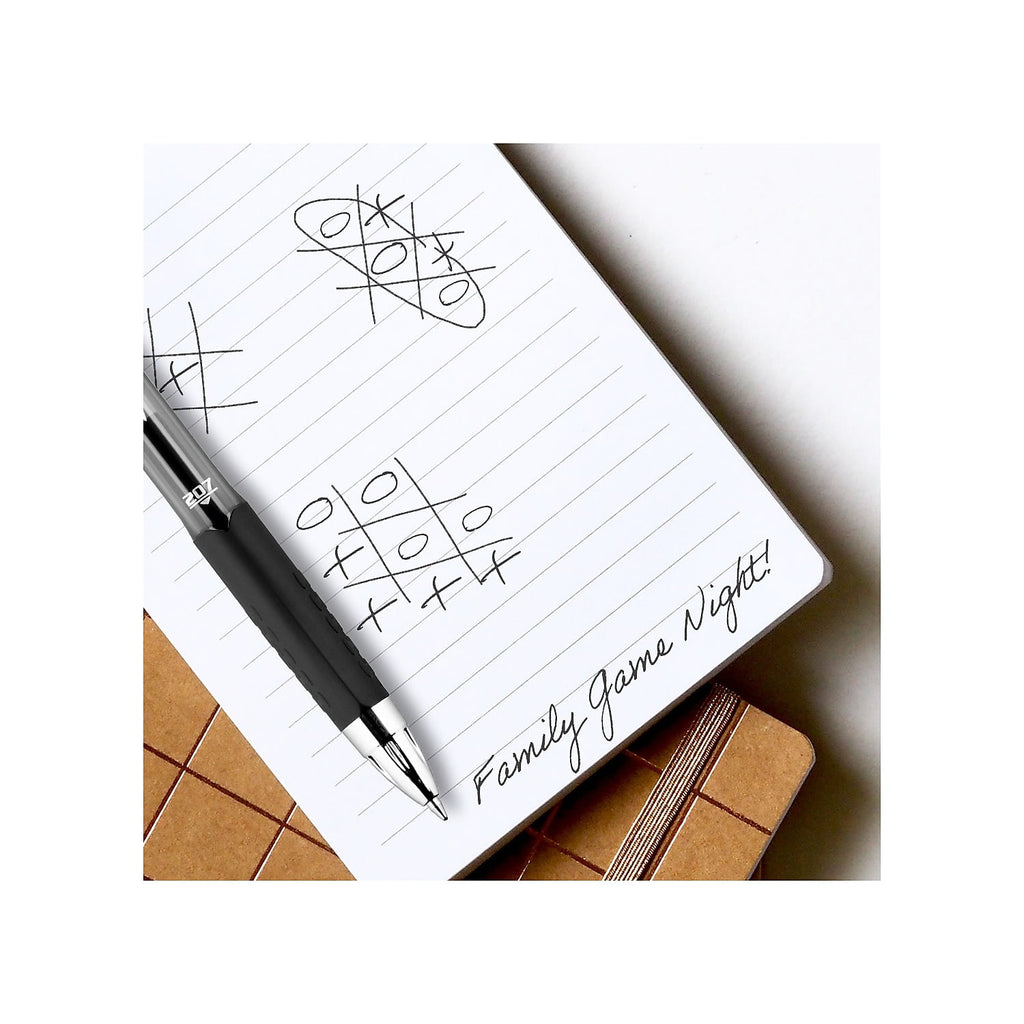 uni-ball® 207™ Retractable Fraud Prevention Gel Pens, Ultra Micro Point, 0.38 mm, Translucent Black Barrels, Black Ink, Pack Of 4