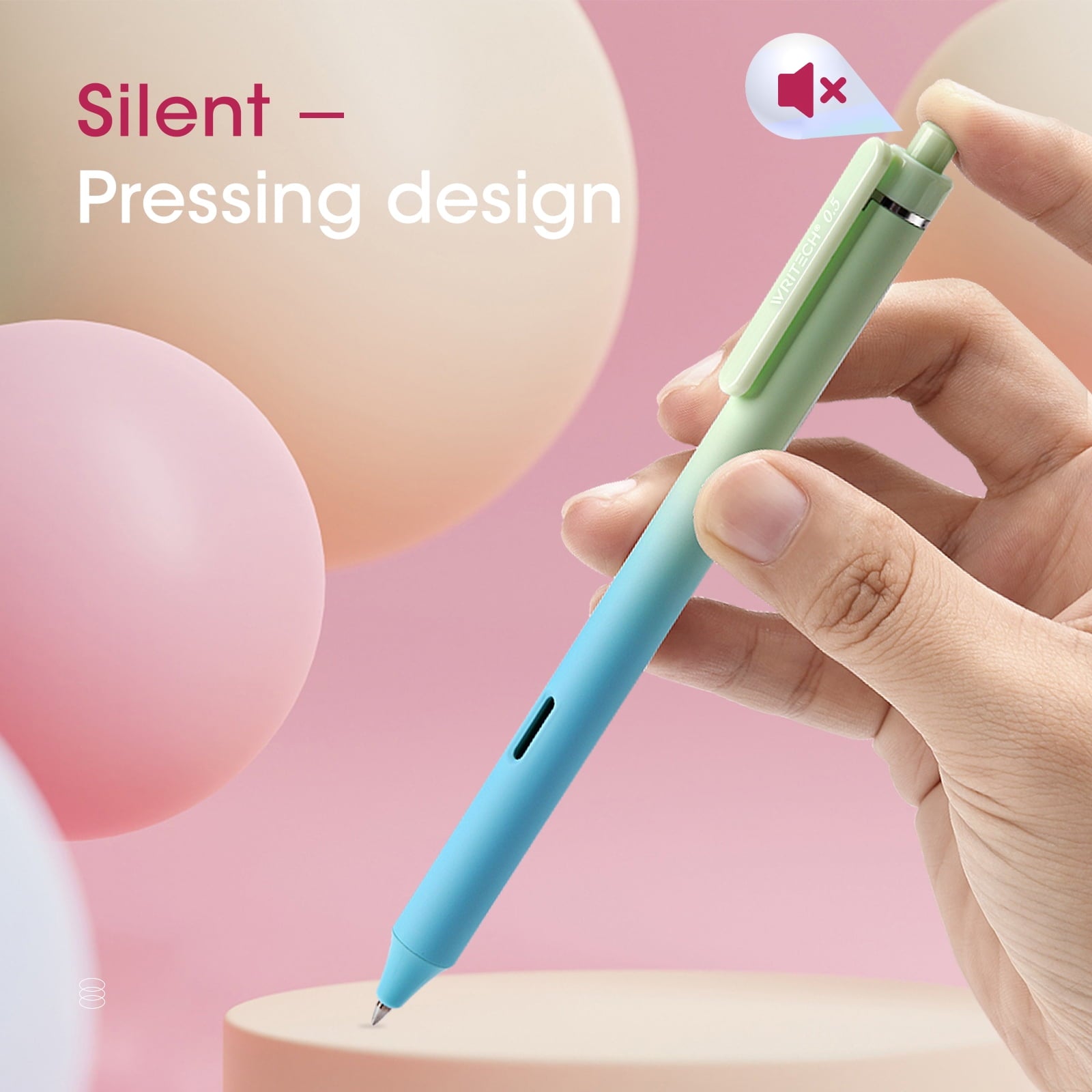 WRITECH Retractable Gel Ink Pens: 8ct Black 0.5mm Fine Point Tip Pen Comfort Grip Smooth Writing with Aesthetic Gradient Color Barrel for Journaling Note Taking Sketching No Bleed & Smear