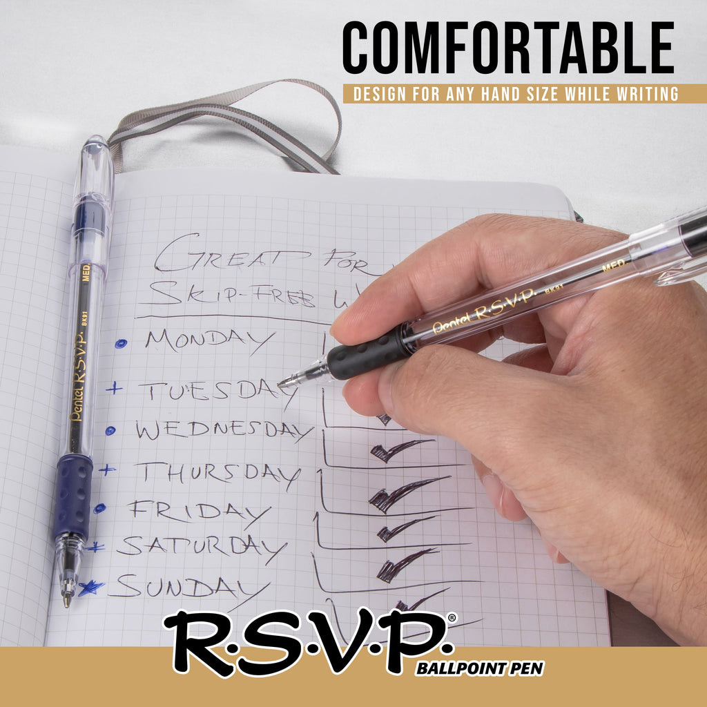 Pentel RSVP Ballpoint Pens, Fine Point, 0.7mm, Blue Ink, Pack of 2