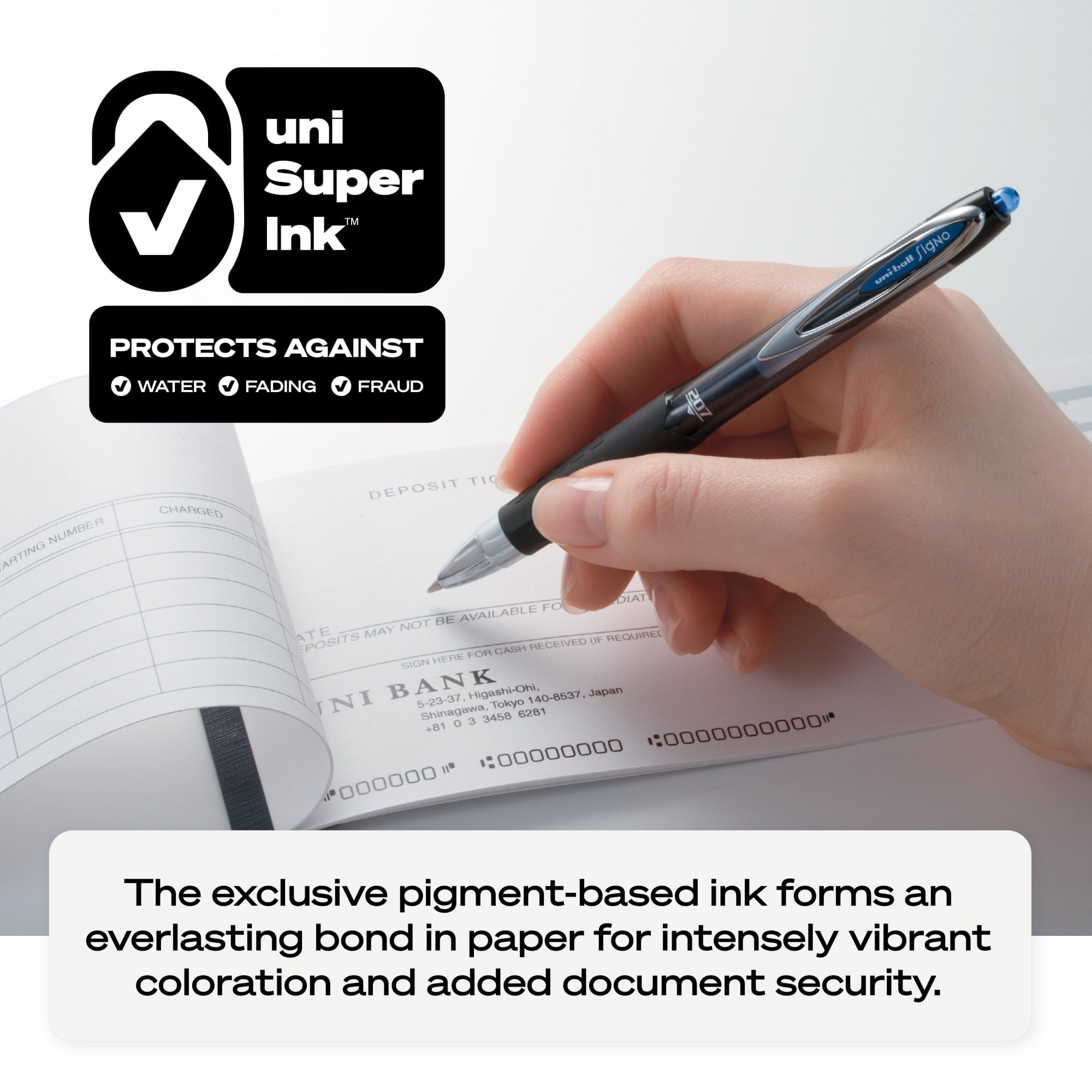 Uniball 207 Retractable Gel Pens, Medium Point (0.7mm), Black Ink, 12 Count