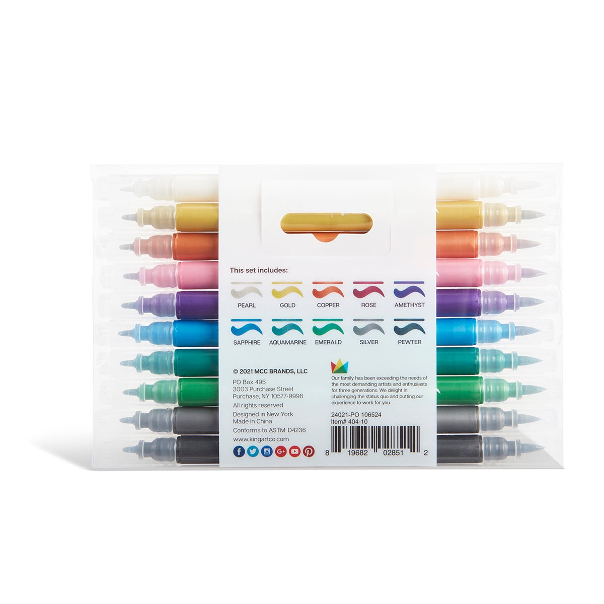 KINGART Twin-Tip Metallic Pens, 10 Count