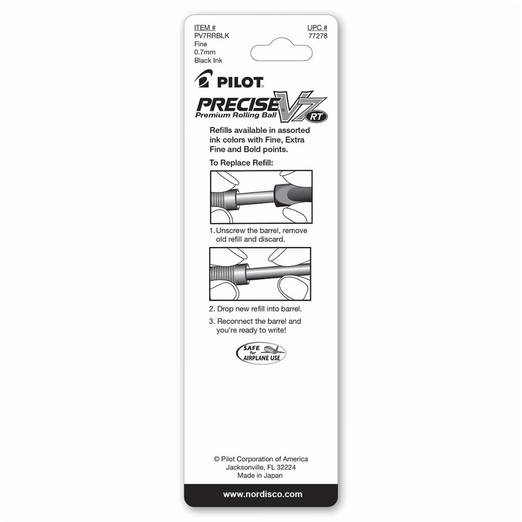 Pilot 77278 Precise V7 Rt Refill, 0.7Mm Fine Point, Black Ink, 6 Packs Of 2