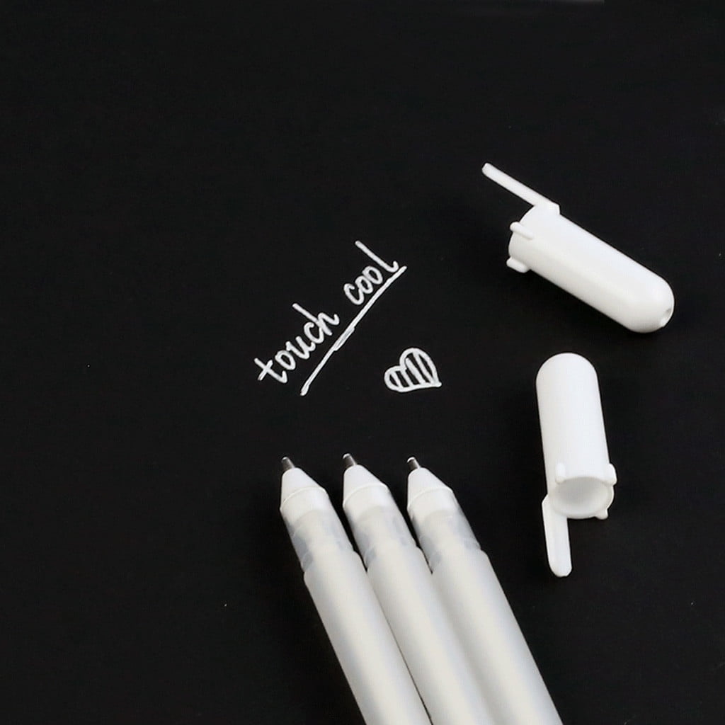 Holloyiver White Gel Pens, 0.8 mm Fine Pens Gel Ink Pens for Black Paper Drawing, Sketching, Illustration, Adult Coloring, Journaling, Set of 6ml