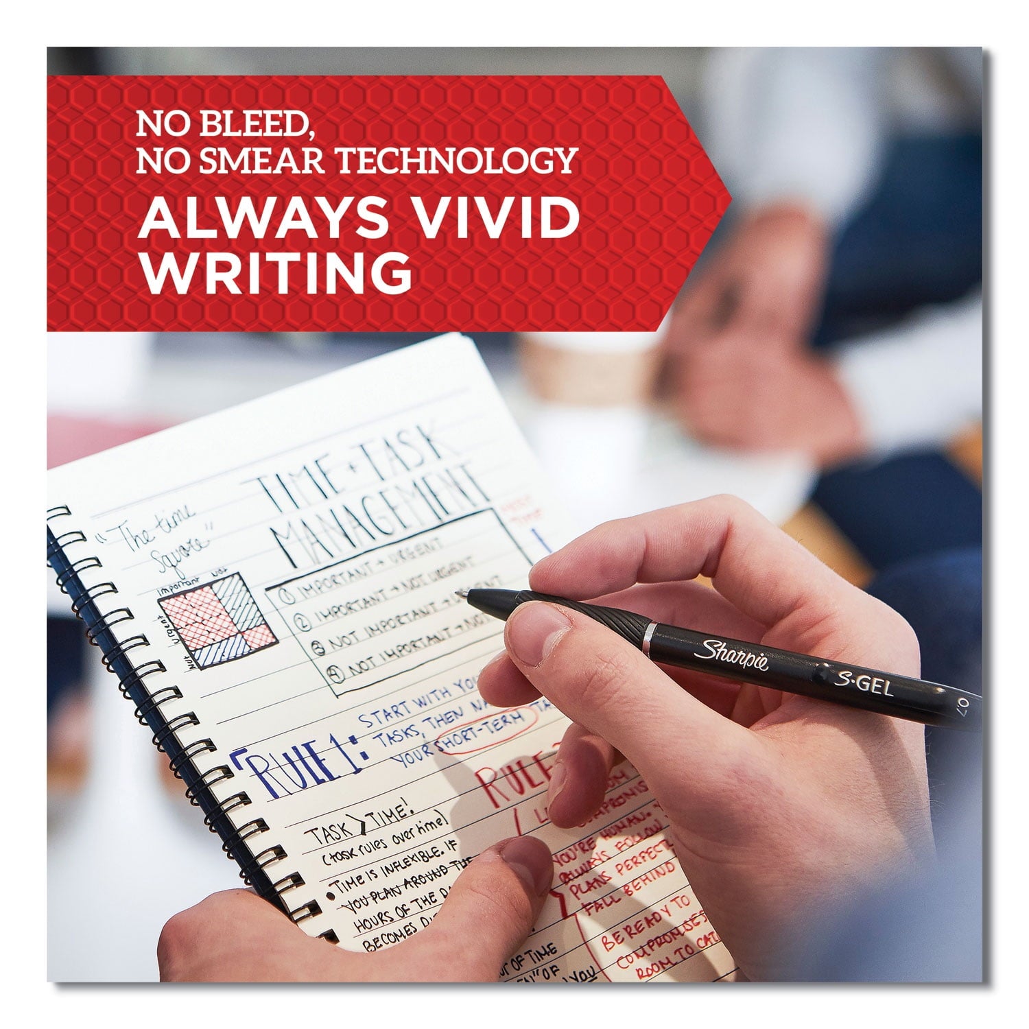 S-Gel High-Performance Gel Pen, Retractable, Fine 0.5 Mm, Blue Ink, Black Barrel, Dozen