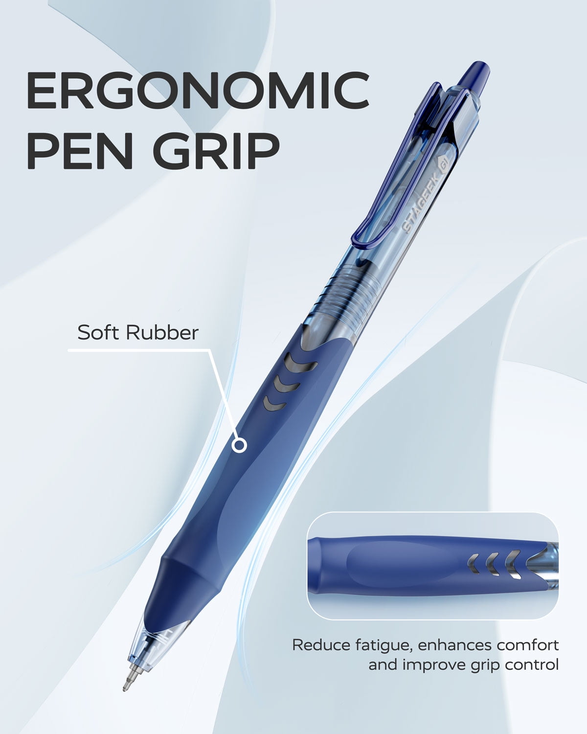 STAGEEK Blue Gel Pens, Quick Dry Blue Ink Pens, 0.5mm Fine Point Retractable Smooth Writing Pens,12