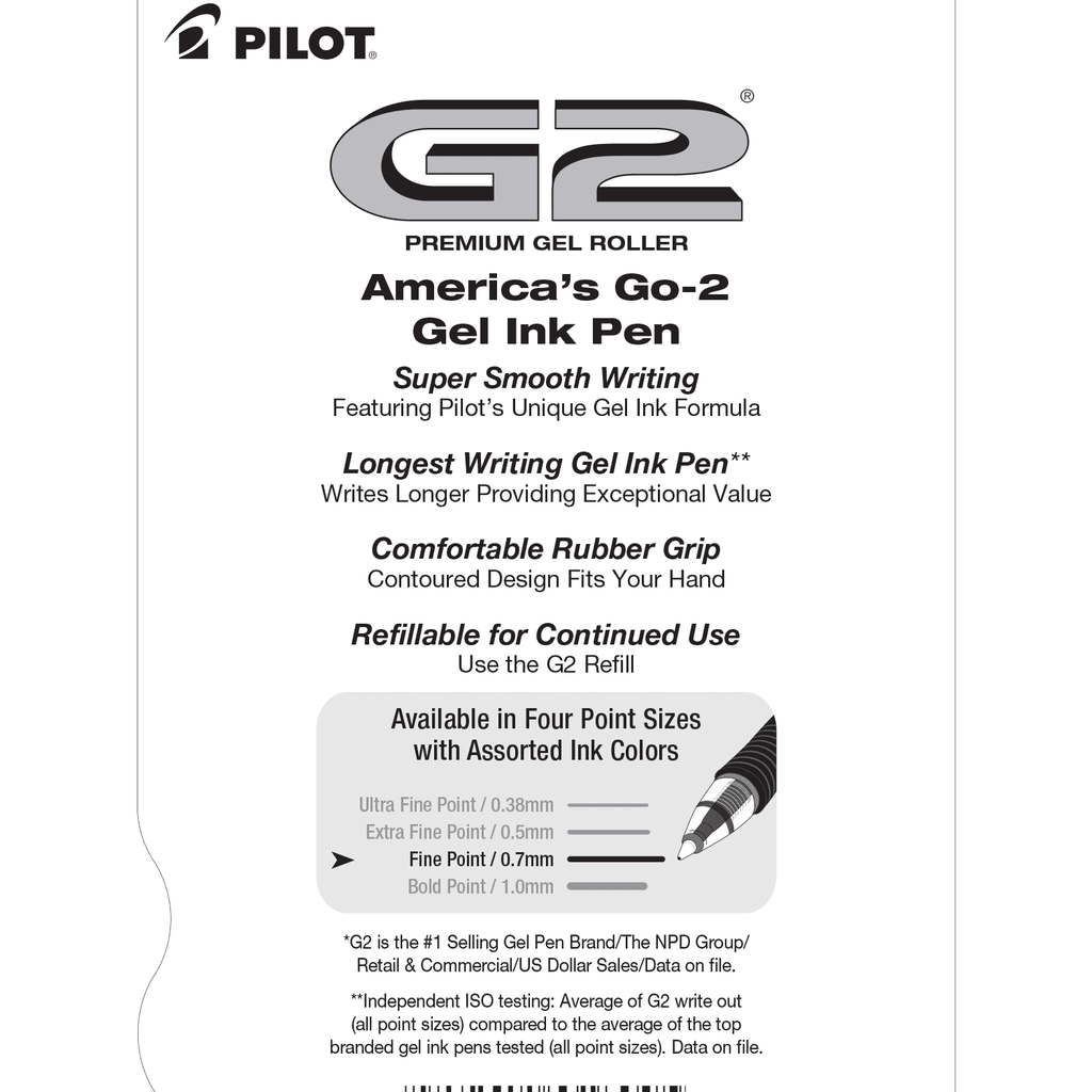 Pilot G2 Premium Retractable Gel Roller Pens, Fine Point, Red, 12 Count