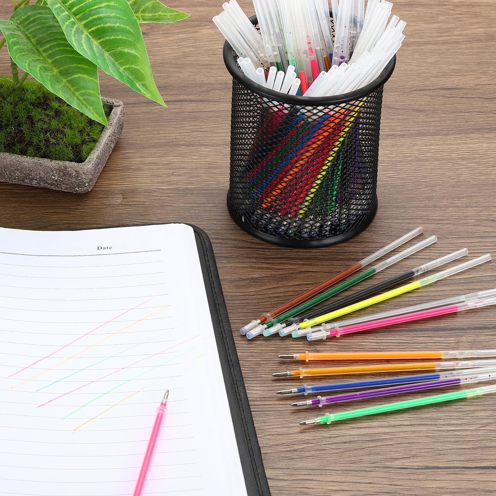 Uxcell 1mm Gel Pens Refills, 48 Pack  Fluorescence Metallic Ink Bold Point for Adults Coloring Books  , Purple