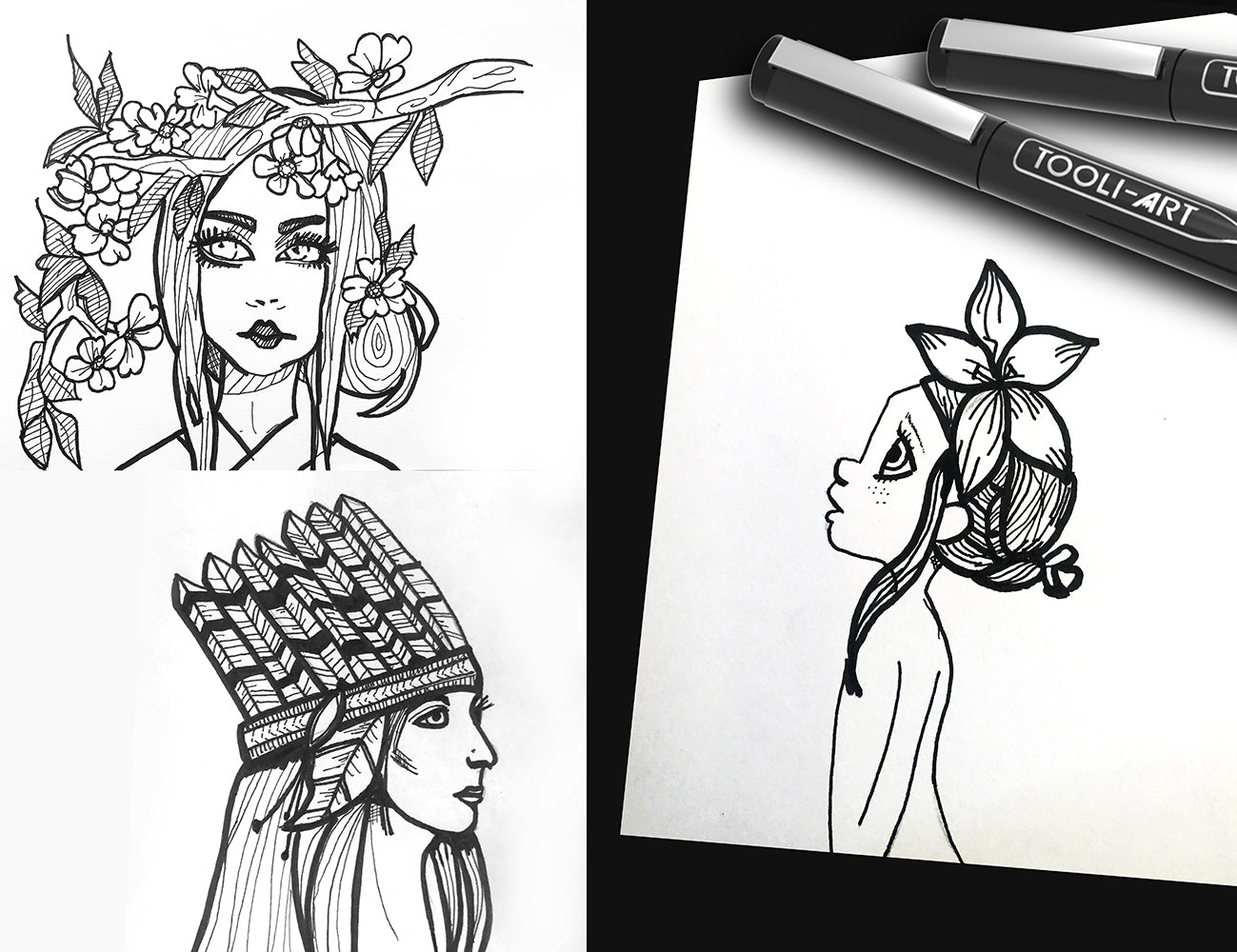 TOOLI-ART Micro-Line Needlepoint Pens Pack with Organizer Case, Black Ink, 14 Count