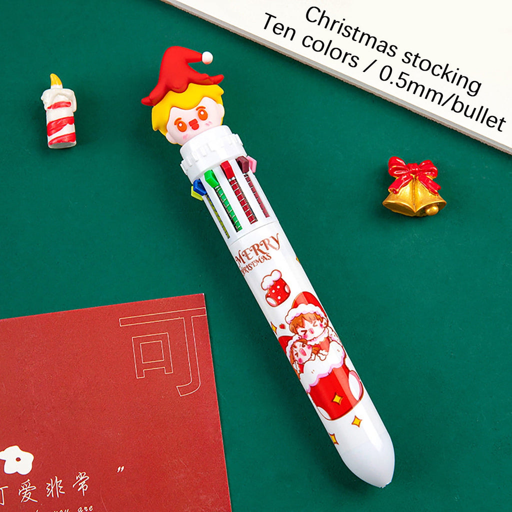 Office Supplies Under 1$! New Style Cute 10 Colors Christmas Press Ballpoint Pen, 1PC Cute Christmas Pen Class Stationery Prize