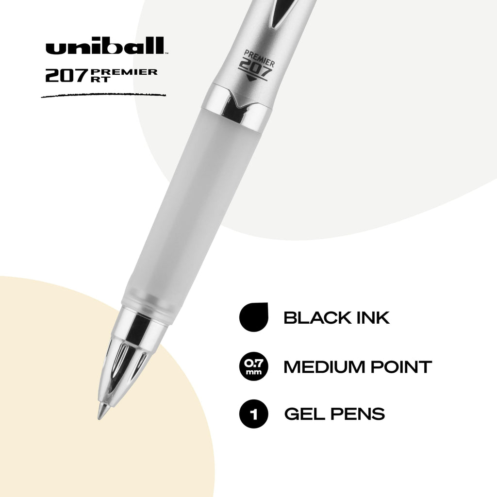 Signo Uni-Ball Premier Retractable Gel Roller Ball Pen, Black 1 ea
