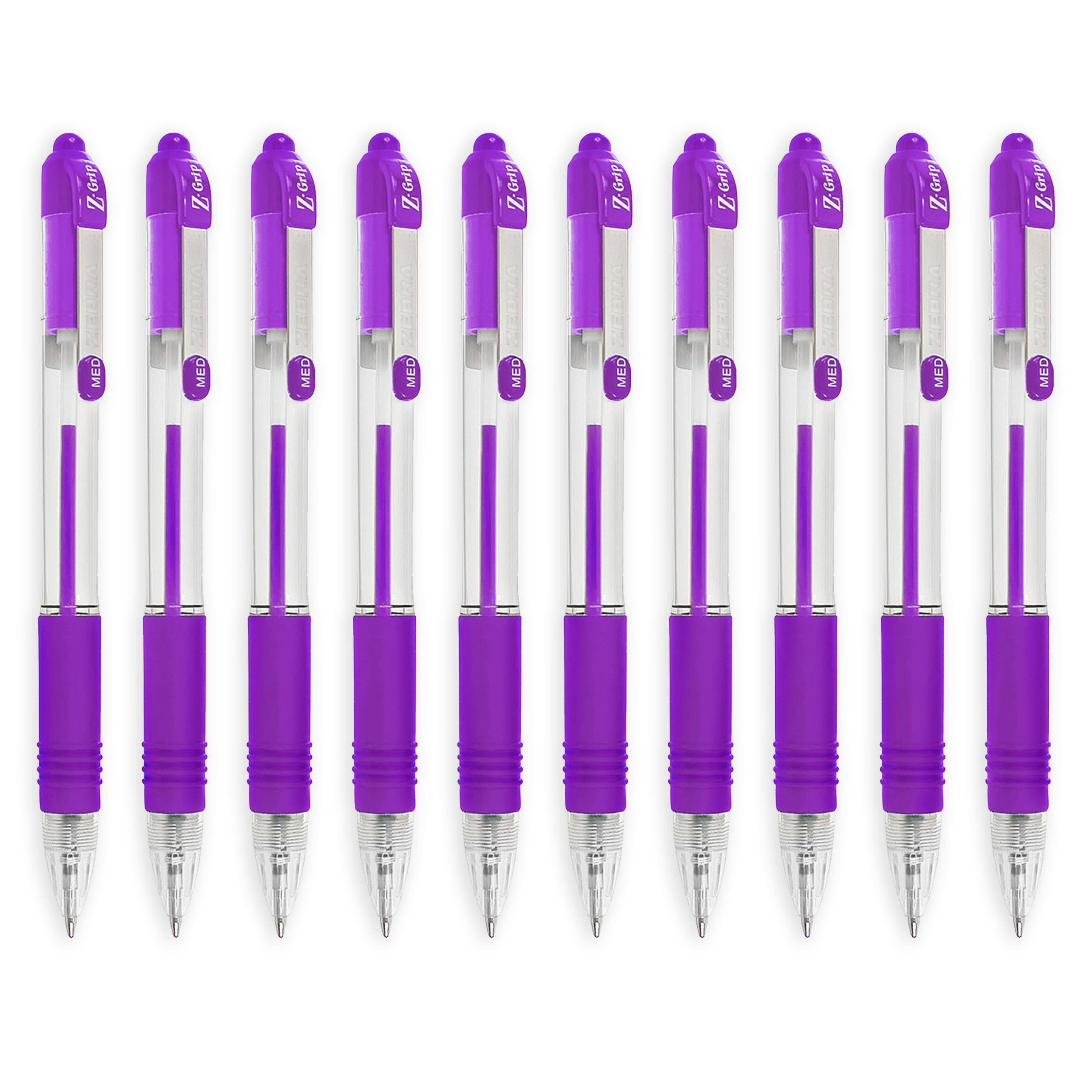 Zebra Z-Grip Retractable Ballpoint Pen - 1.0mm Nib - Economy Pack of 20 - Violet Ink
