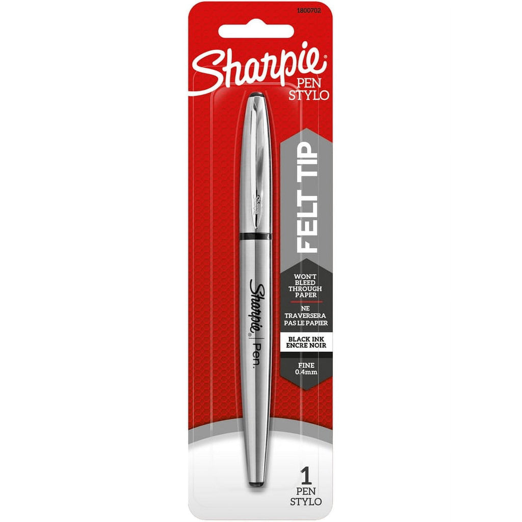 Sharpie® Stainless Steel Refillable Pen, Fine Point, Stainless Steel Barrel, Black Ink