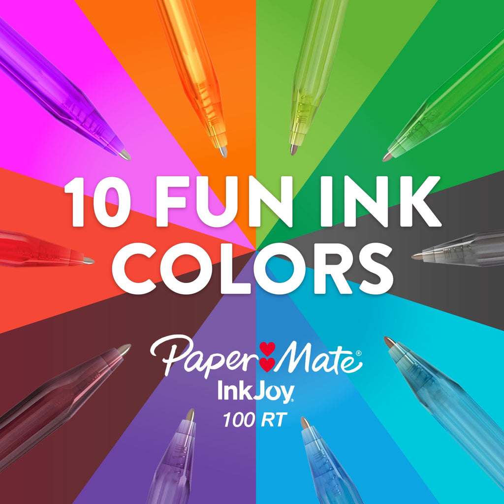 InkJoy 100 RT Retractable Ballpoint Pen Medium 1mm, Red Ink/Barrel, Dozen