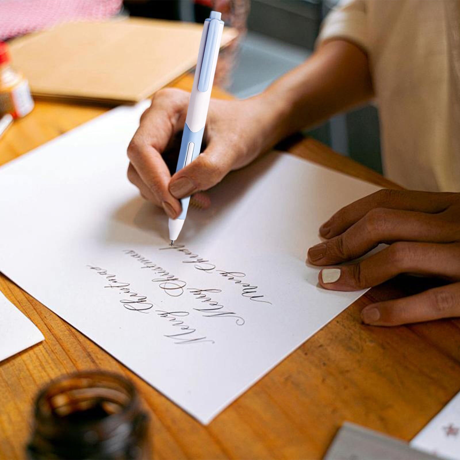 PPLoney 5 Pack 0.5mm Fast Drying Gel Pens - Smooth Writing, Convenient Press Design, Ideal for Exams, Office Work, and More - Clear Ink Level View, Lightweight and Portable