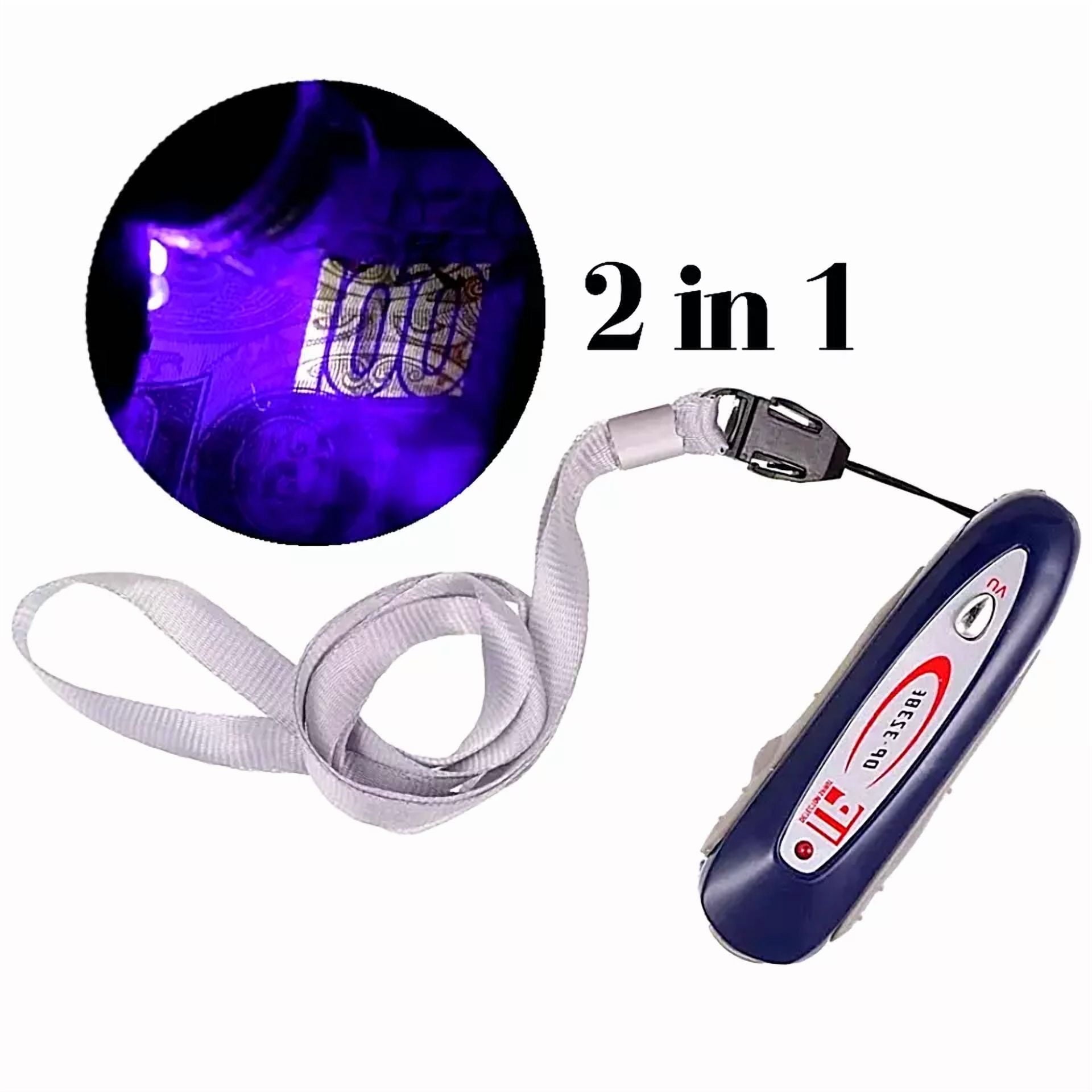 2 In 1 Counterfeit Money Detector Tester Dollar Bill Fake Currency Checker