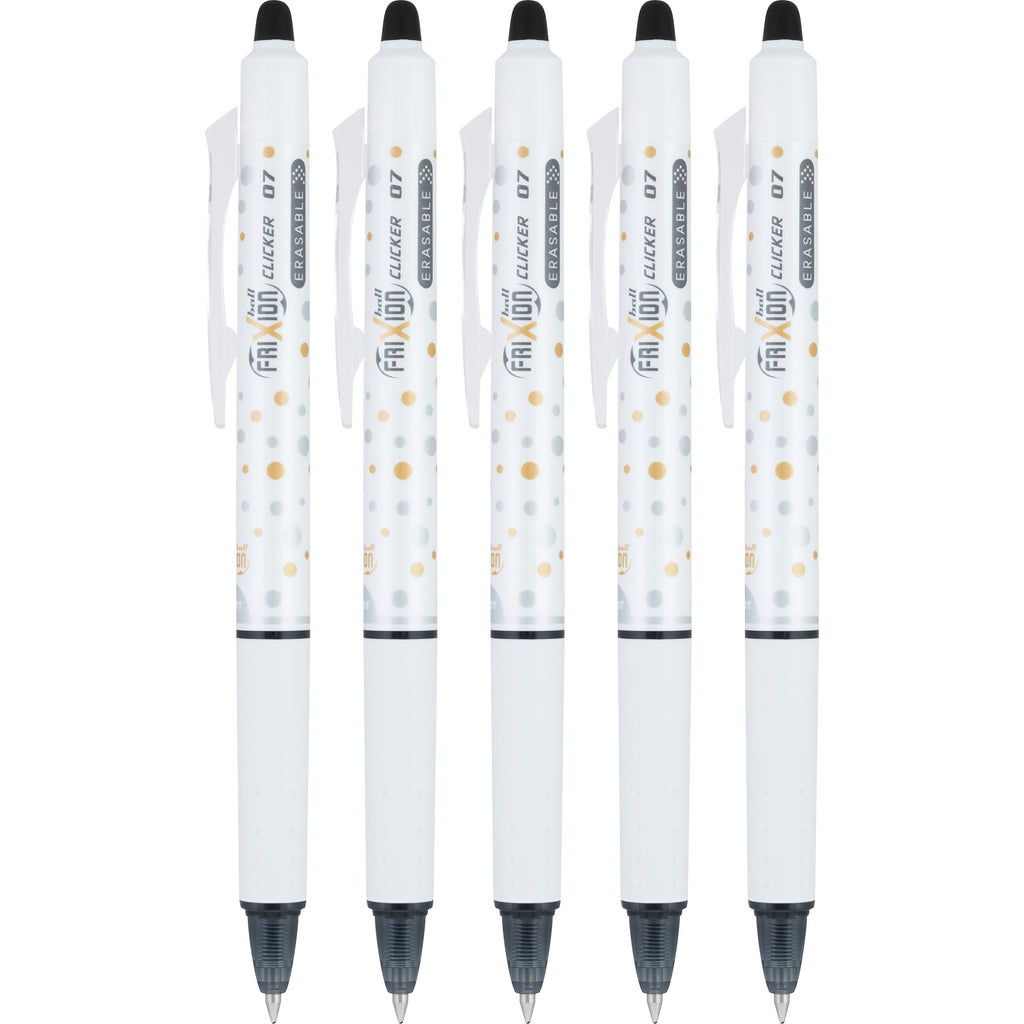 Pilot FriXion Clicker Dots Collection Erasable Gel Pens, Fine, Black Ink, 5 Count