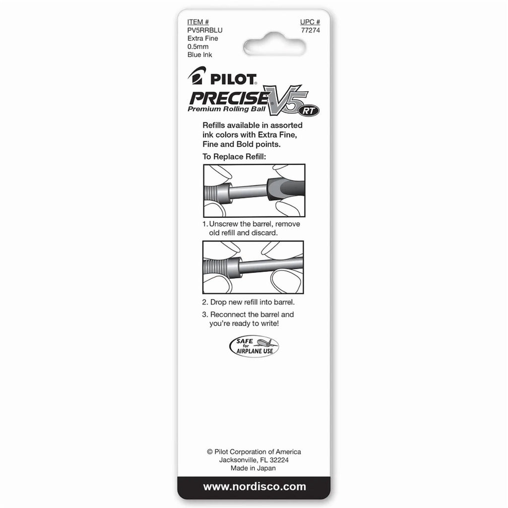 Fyna -Pilot 77274 Precise V5 Rt Refill, 0.5Mm Extra Fine, Blue Ink, 6 Packs Of 2