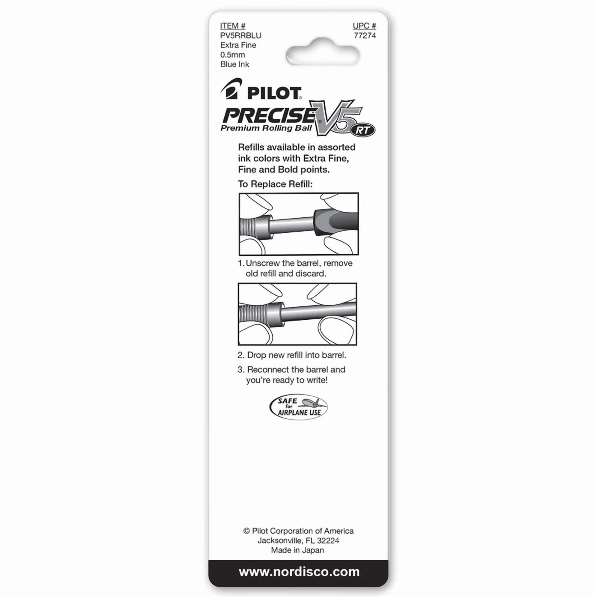 Fyna -Pilot 77274 Precise V5 Rt Refill, 0.5Mm Extra Fine, Blue Ink, 6 Packs Of 2