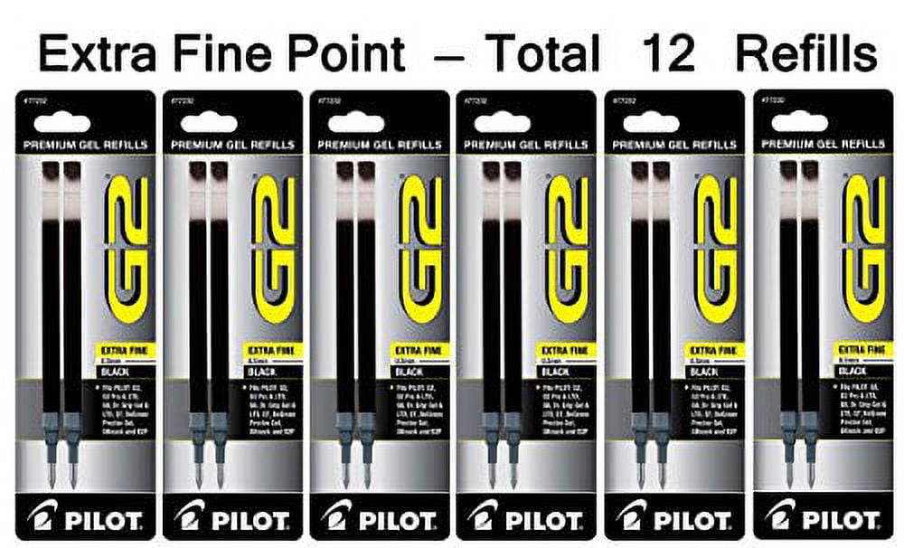 Pilot G2 Gel Ink Refill for Rolling Ball Pens, Extra Fine Point, Black Ink (PIL77232-6PACKS)