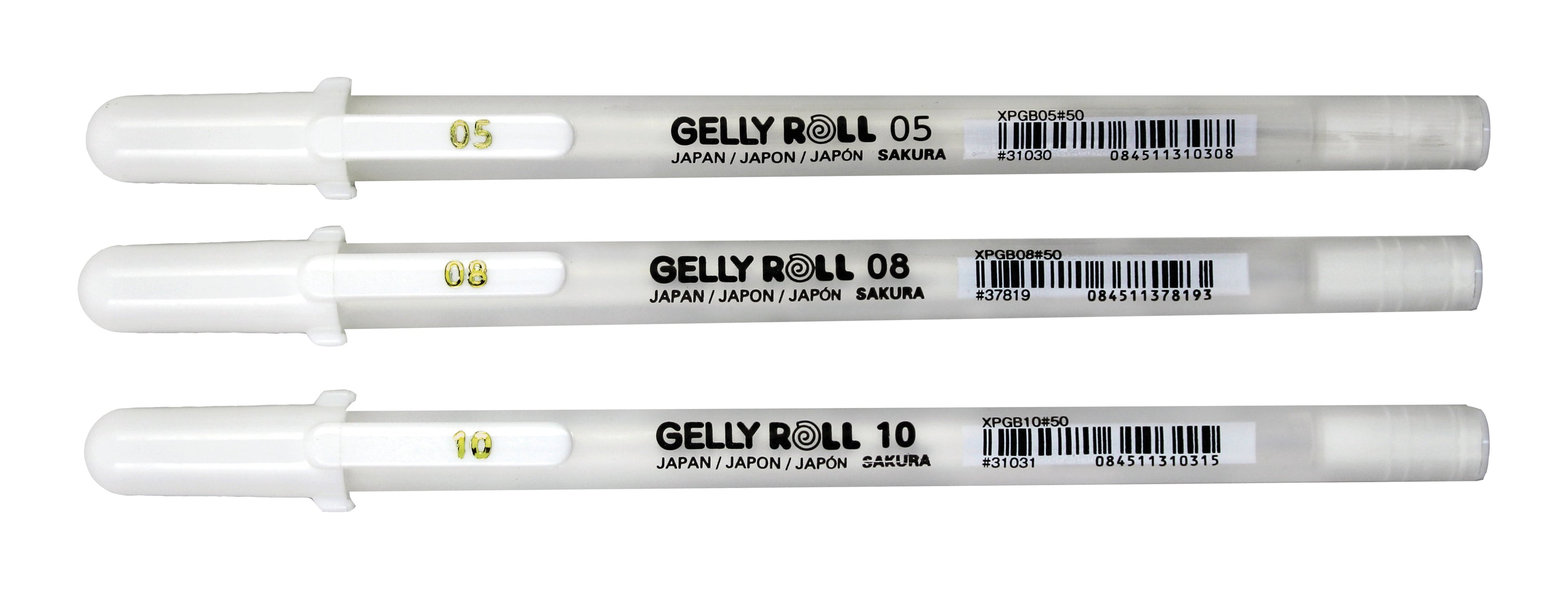 Sakura Gelly Roll White Gel Pens – 3 Count, Fine, Medium & Bold Tips, Opaque Ink