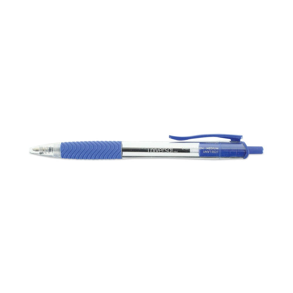 Universal UNV15531 1 mm Comfort Grip Retractable Ballpoint Pens - Medium, Blue (1 Dozen)