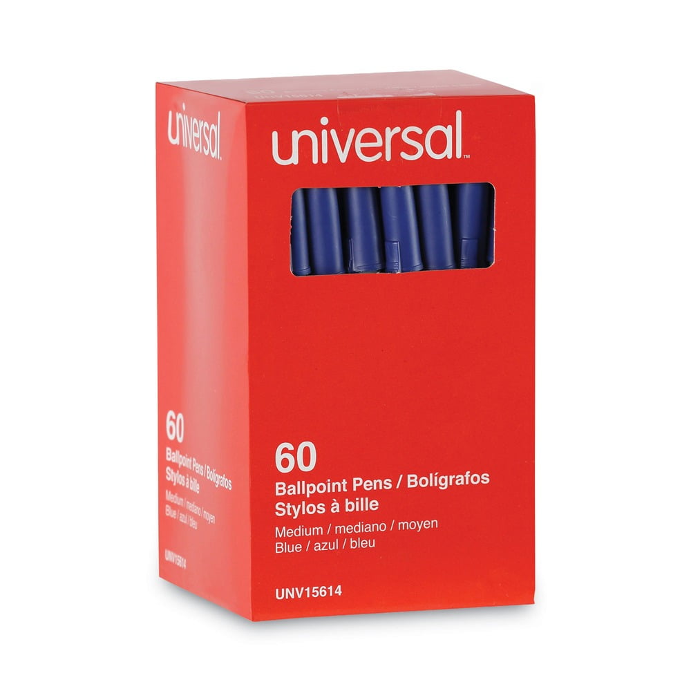UNIVERSAL Economy Ballpoint Stick Oil-Based Pen Blue Ink Medium 60/Pack 15614