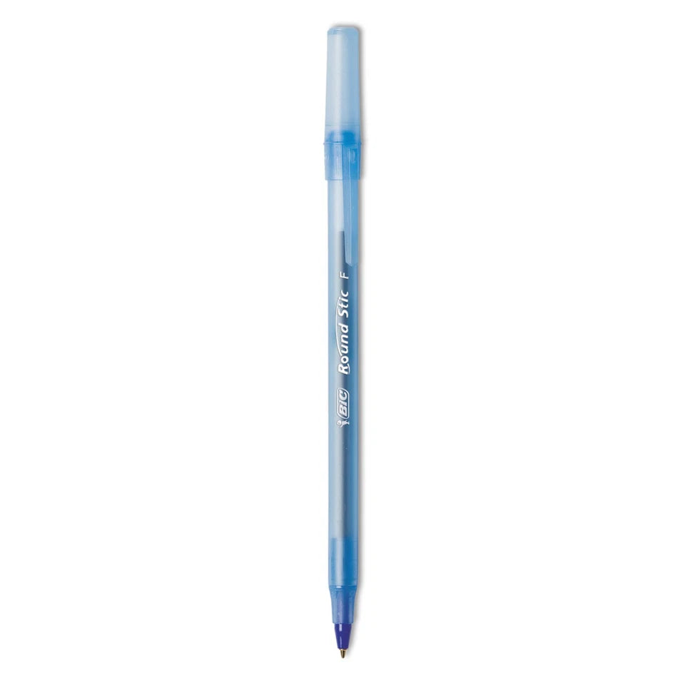 Bic Round Stic Xtra Precision & Xtra Life Ballpoint Pen Blue Ink .8Mm Fine Dozen