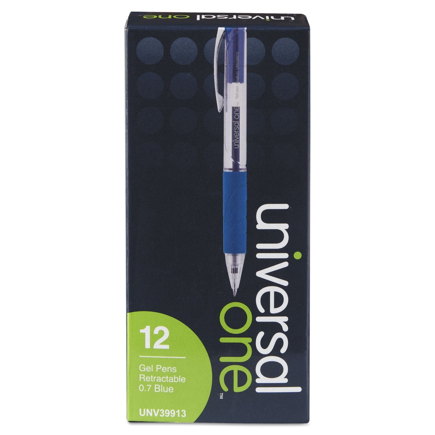 UNIVERSAL Clear Roller Ball Retractable Gel Pen Blue Ink. Medium Dozen 39913