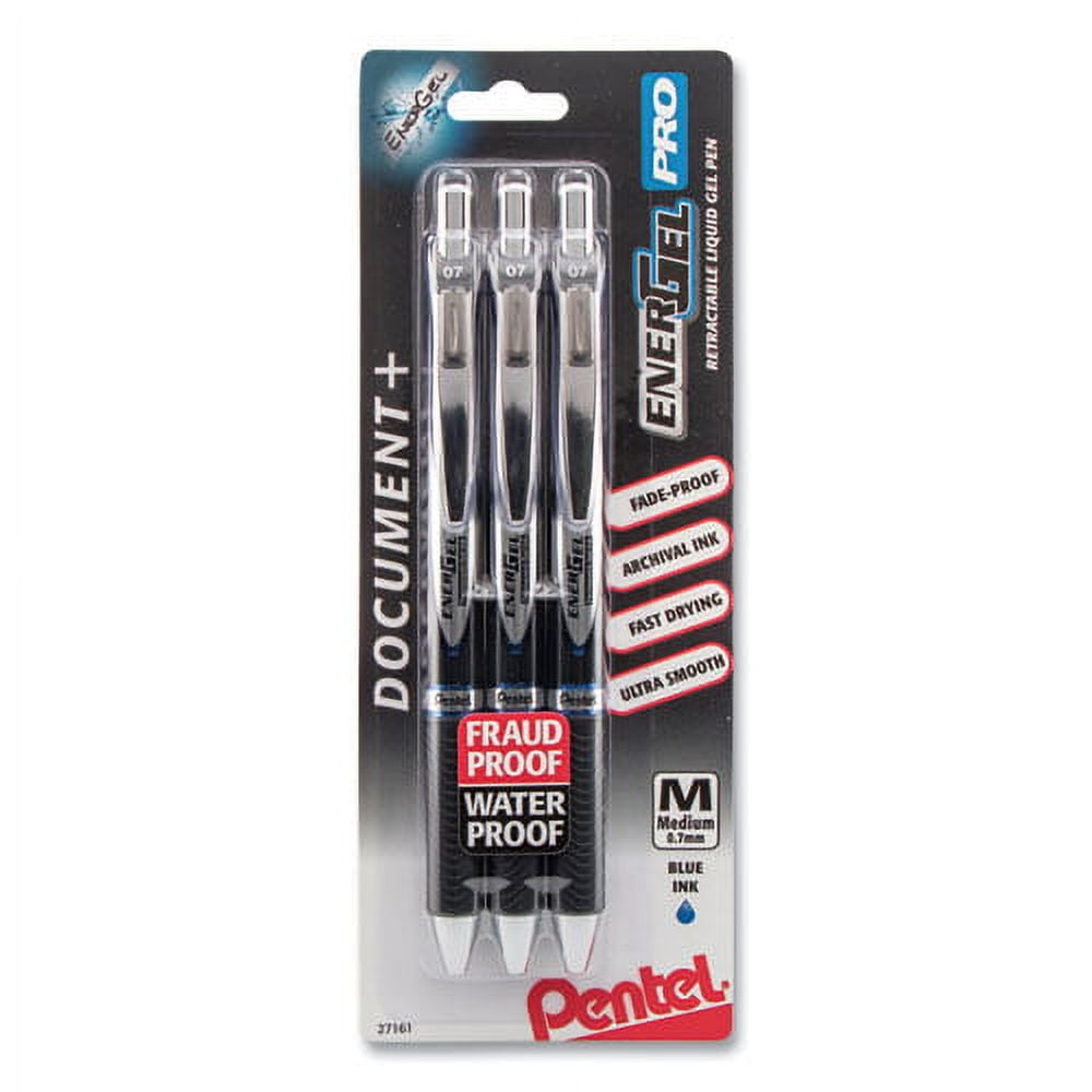 "Energel Pro Gel Pen, Retractable, Medium 0.7 Mm, Blue Ink, Black Barrel, 3/pack | Bundle of 2 Packs"