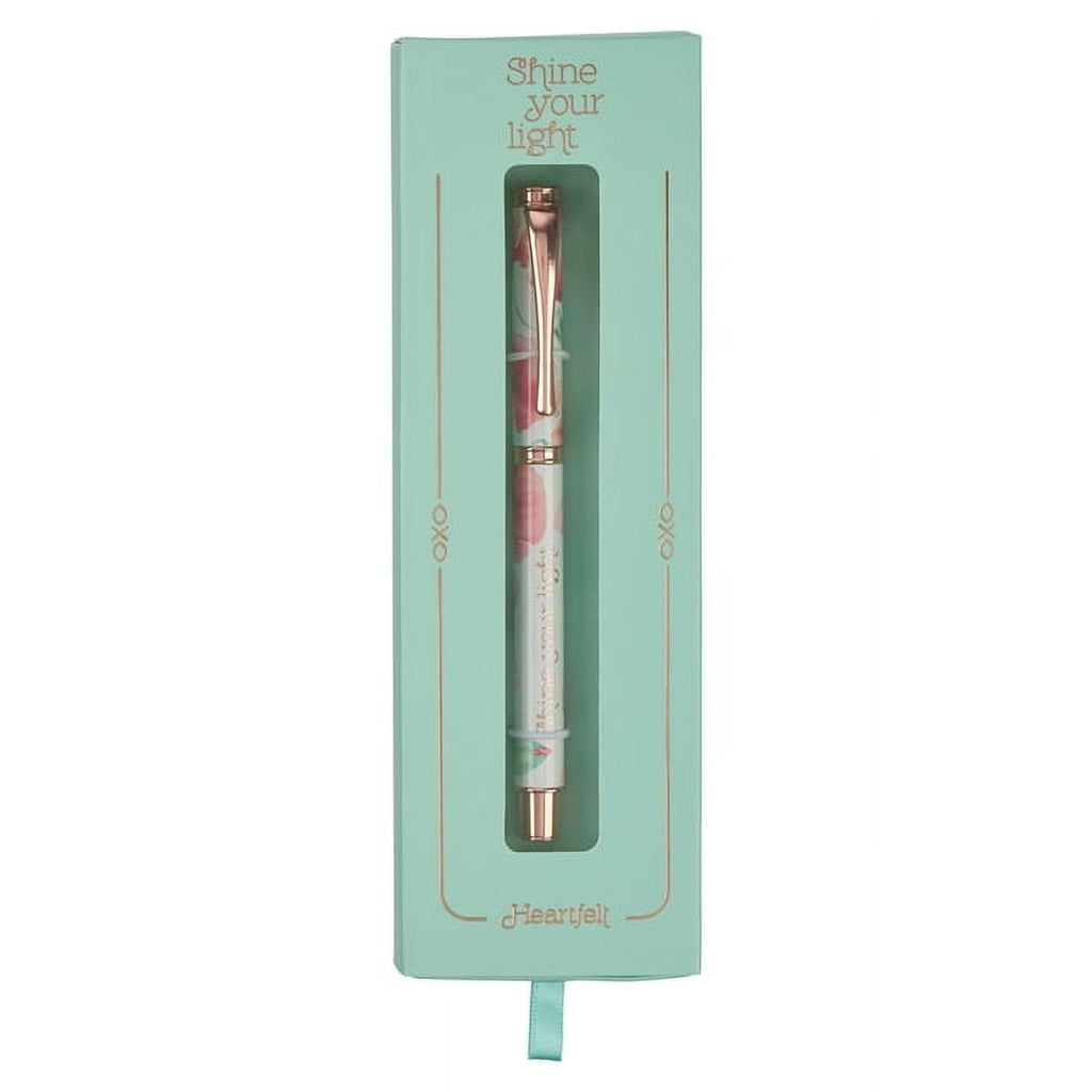 Heartfelt Ballpoint Pen Floral Coral Poppies Shine Your Light, Gel Ink Black, .5mm Fine (General merchandise)