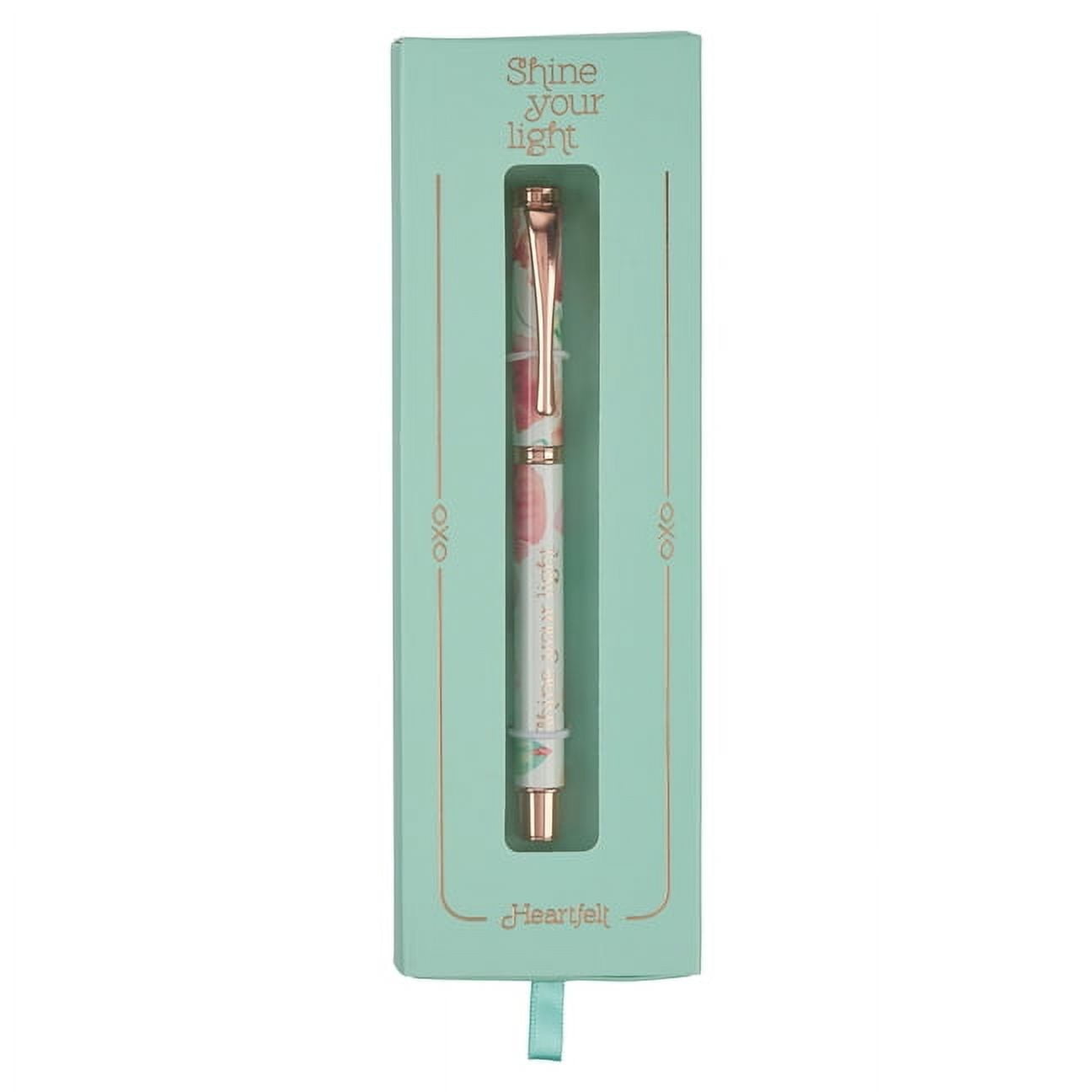 Heartfelt Ballpoint Pen Floral Coral Poppies Shine Your Light, Gel Ink Black, .5mm Fine (General merchandise)