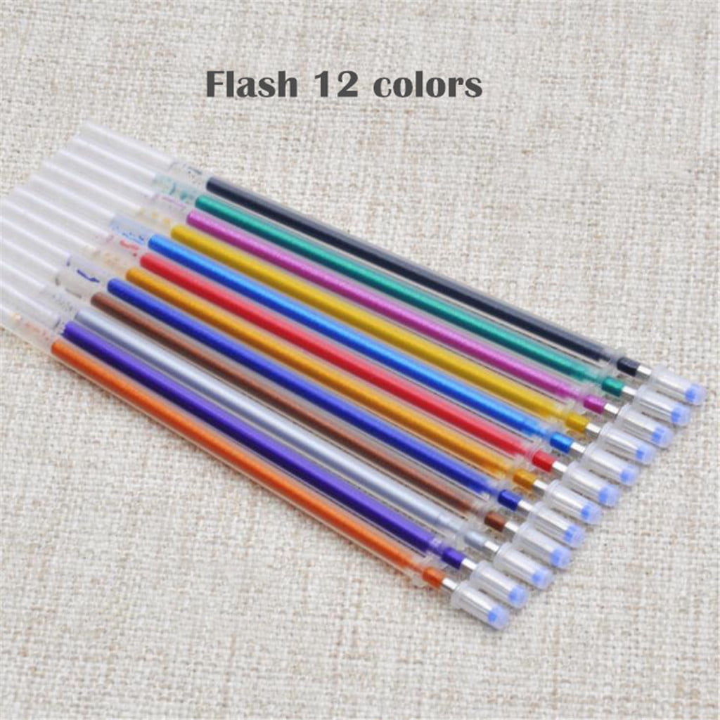 PureCasa Office Supplies 12 Color Ink Pen Refills, Flash Watercolor Gel Pen Replacement Refills for Writing, Marking and Drawing, 5ml Each