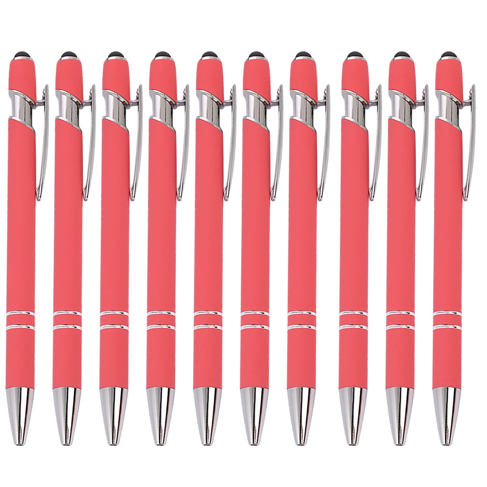Hiroekza Aluminum Ballpoint Pen with Touchscreen Tip - Metal Body, 1.5g Ink, 5pc Set for Business, Student Writing, and Screen Use Brown