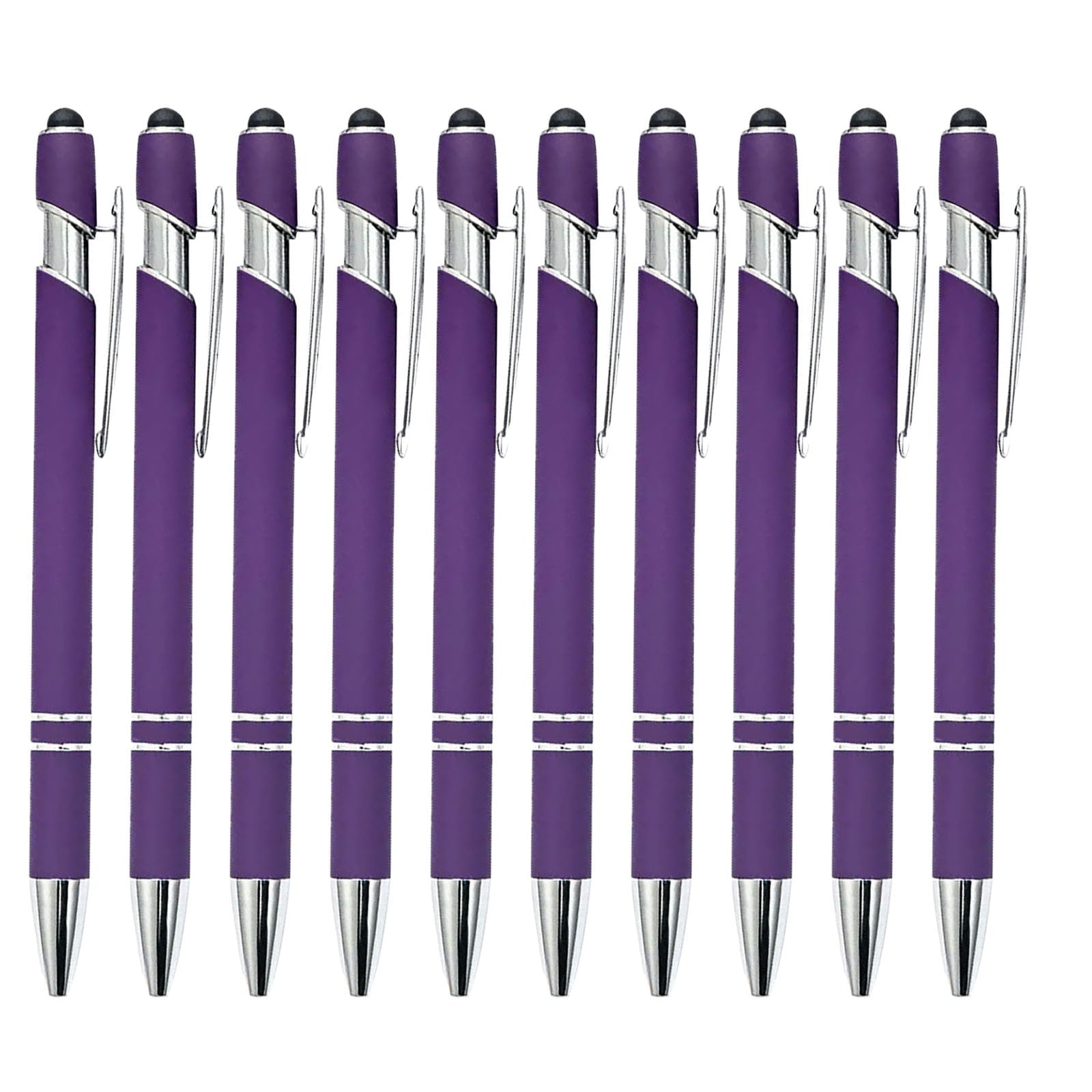 Hiroekza Aluminum Ballpoint Pen with Touchscreen Tip - Metal Body, 1.5g Ink, 5pc Set for Business, Student Writing, and Screen Use Brown