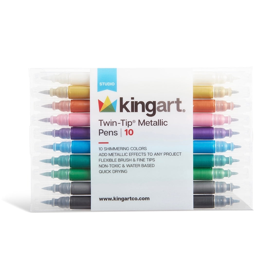 KINGART Twin-Tip Metallic Pens, 10 Count