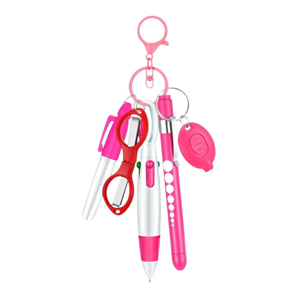 PETSOLA 6 Pieces Nurse Pen Set Party Favor Office Supplies Gift Retractable Ball Pen Pink