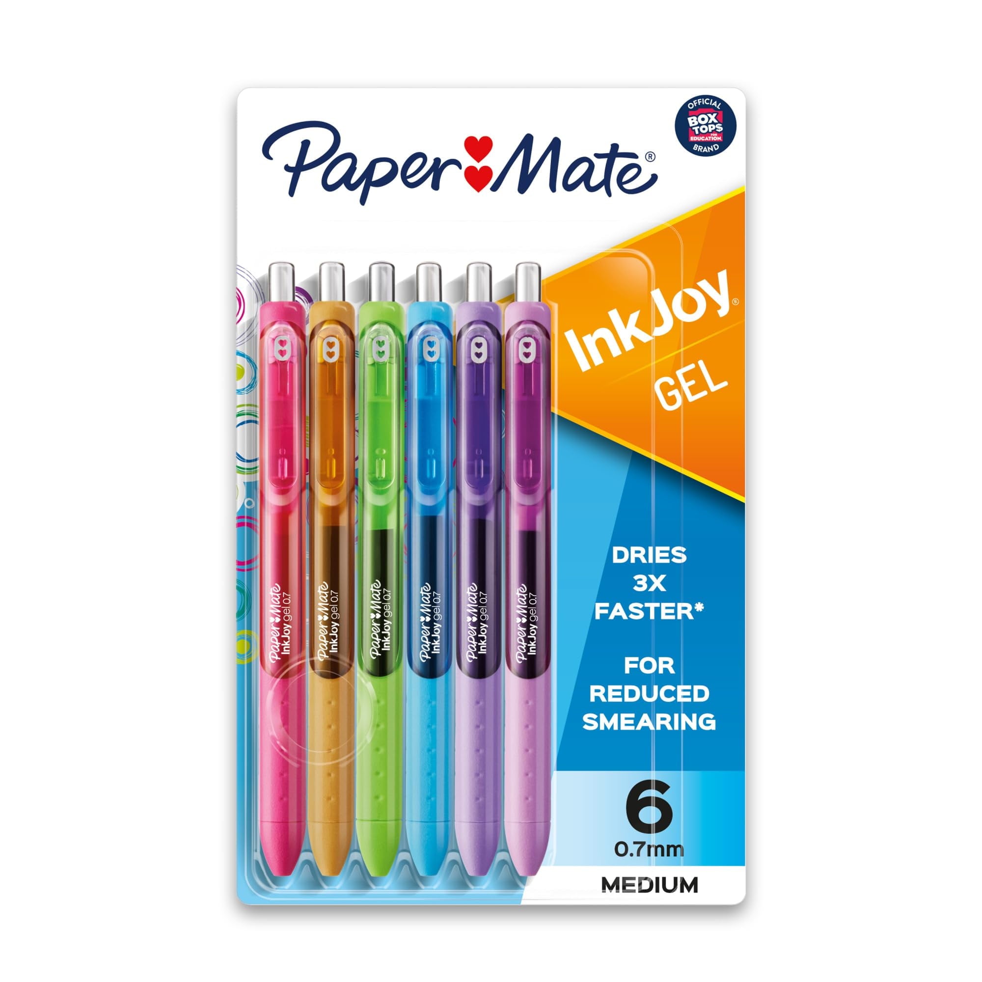 Paper Mate Handwriting Gel Pens, 0.7 mm, Assorted Ink Colors, 6 Count, 6 Pack