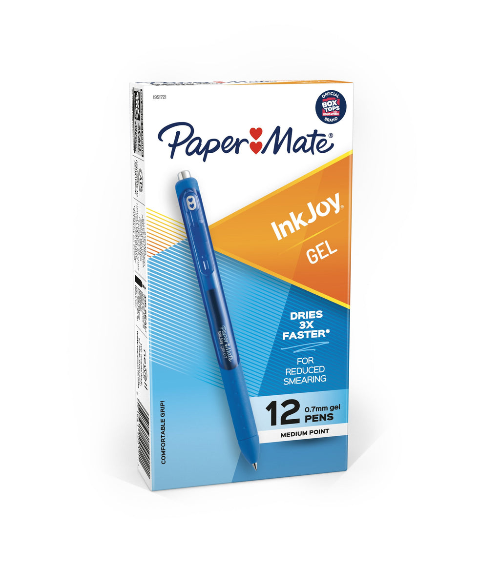 Paper Mate InkJoy Gel Retractable Pen, 0.7mm, Blue Ink, 12 Count