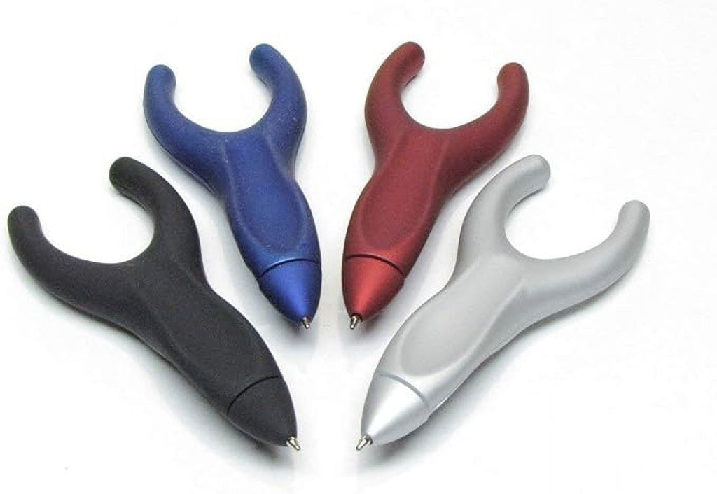 Penagain Ergosof, Ballpoint Pen, Set of 4 Colors: Black, Silver, Red and Blue (Individually Packaged with Two Refills Per Pen)