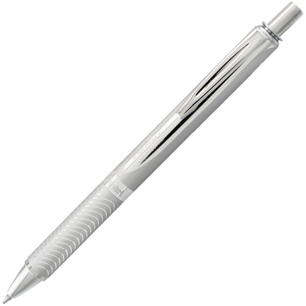 Pentel EnerGel Alloy Retractable Premium Liquid Gel Pen, (0.7mm) Metal Tip, Medium Line, Silver Barrel, Black Ink