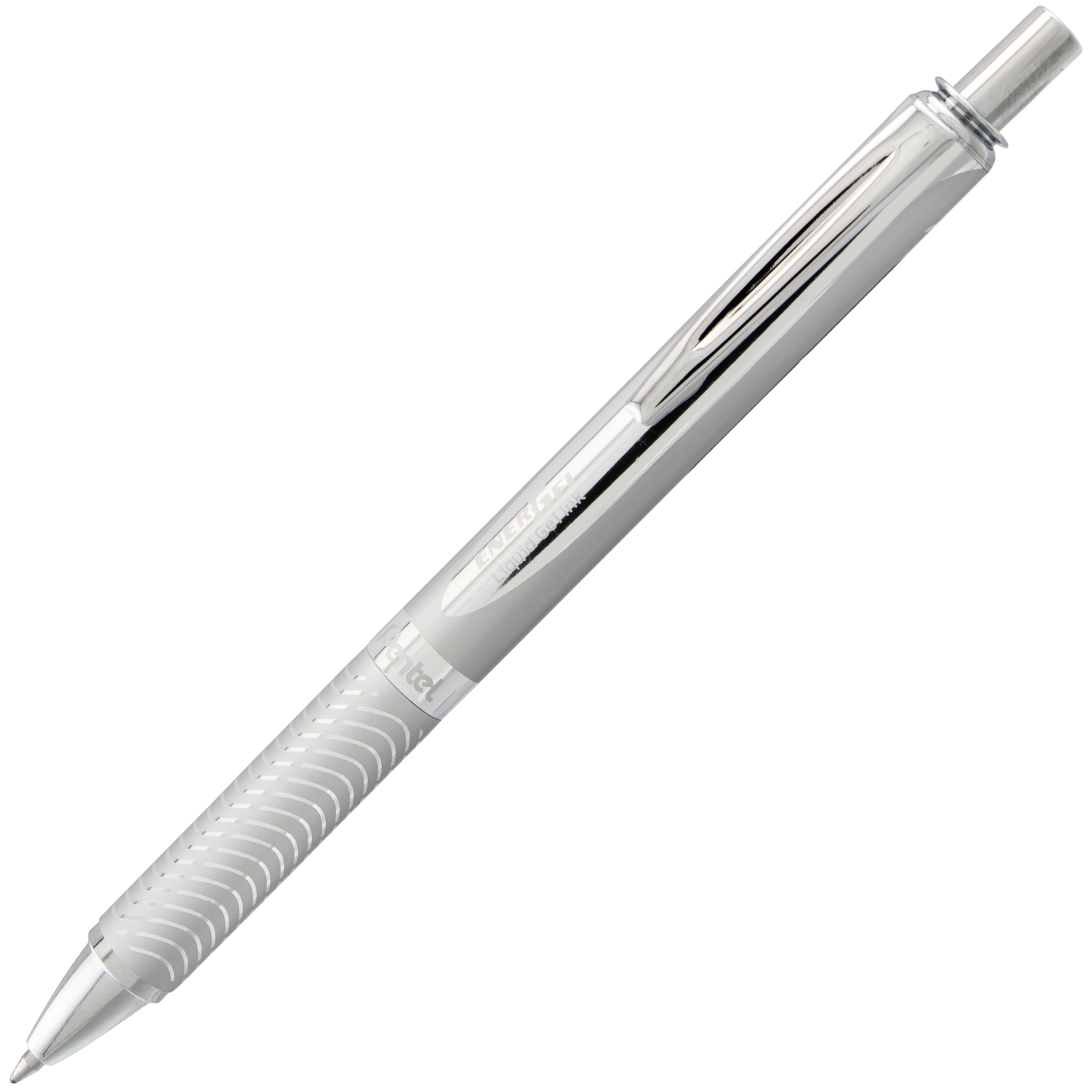 Pentel EnerGel Alloy Retractable Premium Liquid Gel Pen, (0.7mm) Metal Tip, Medium Line, Silver Barrel, Black Ink