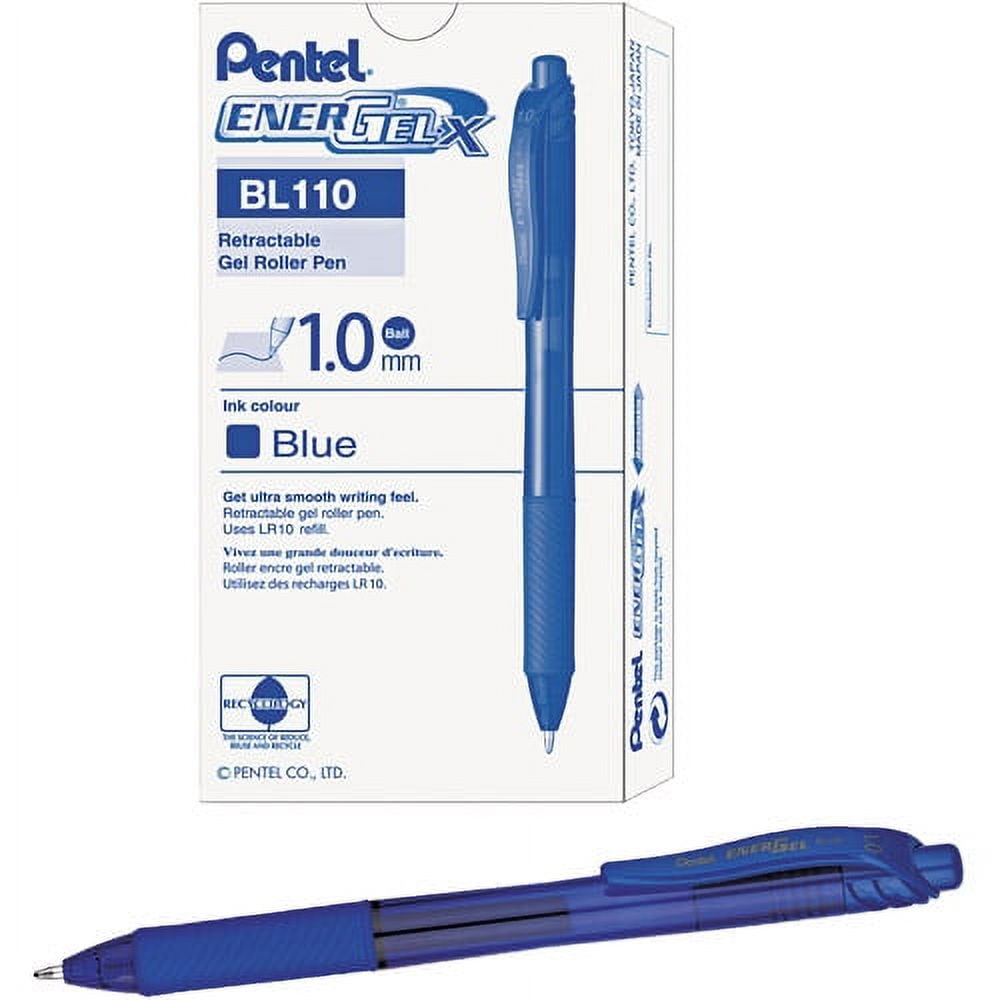 Pentel EnerGel X Retractable Roller Gel Pen, Blue Ink, Bold