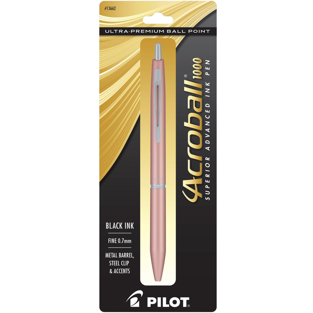 Pilot® Acroball 1000 Ultra-Premium Ballpoint Pen, Fine Point, 0.7 mm, Rose Gold Barrel, Black Ink