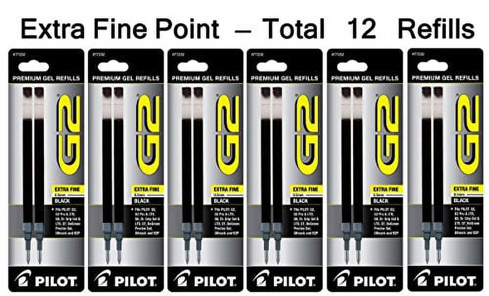 Pilot G2 Gel Ink Refill for Rolling Ball Pens, Extra Fine Point, Black Ink (PIL77232-6PACKS)