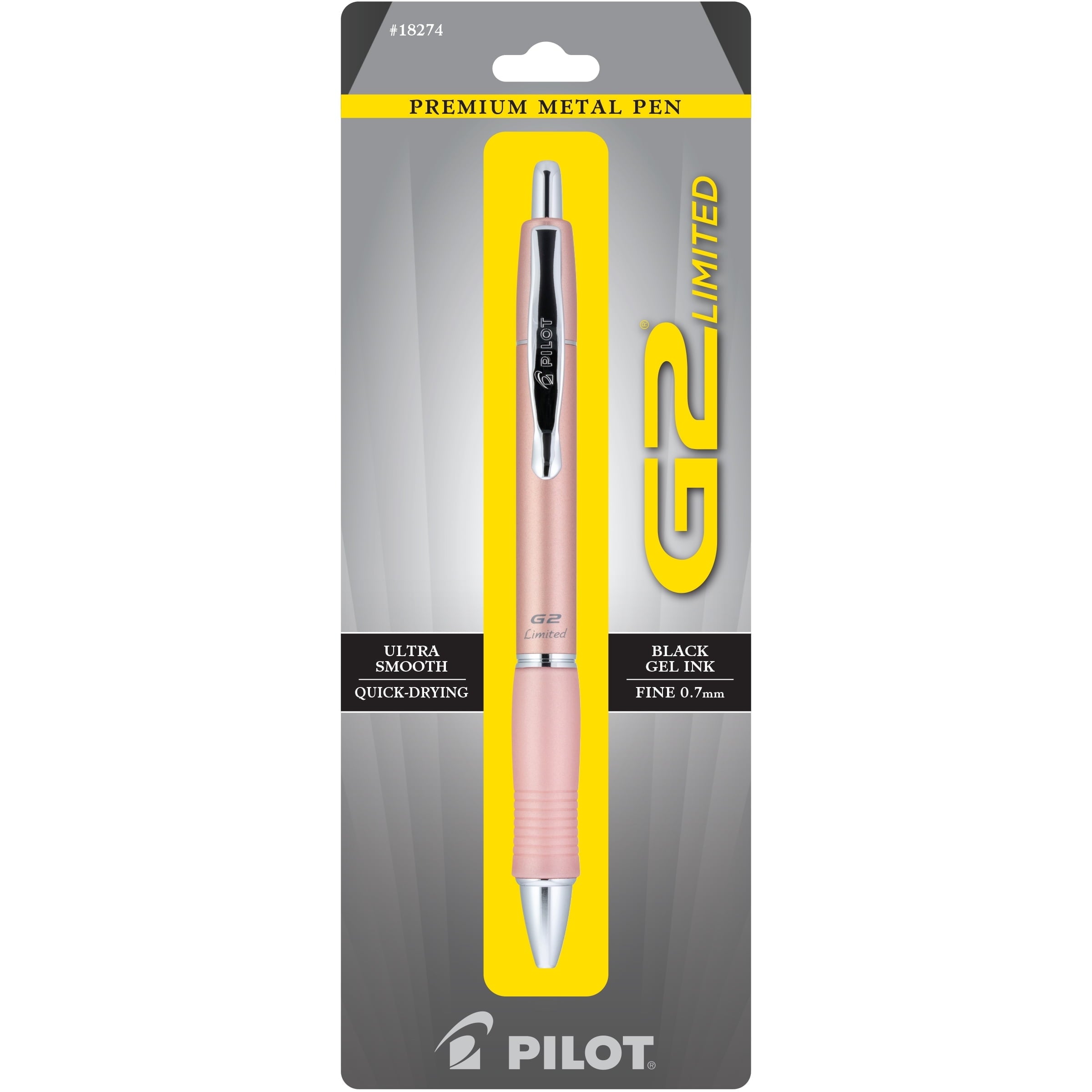 Pilot G2 Limited Premium Retractable Gel Pen, Rose Gold, Black Ink, Fine 0.7mm, 1 Pack