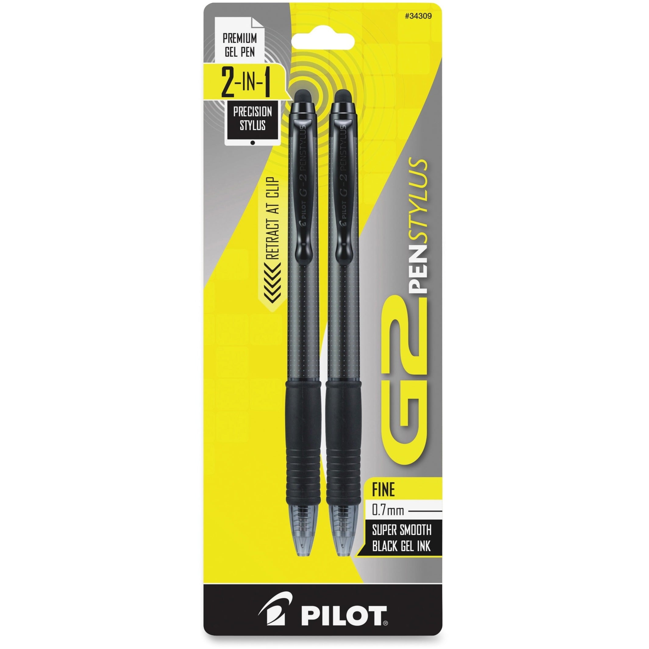 Pilot G2 Pen Stylus 2 Pack - Black