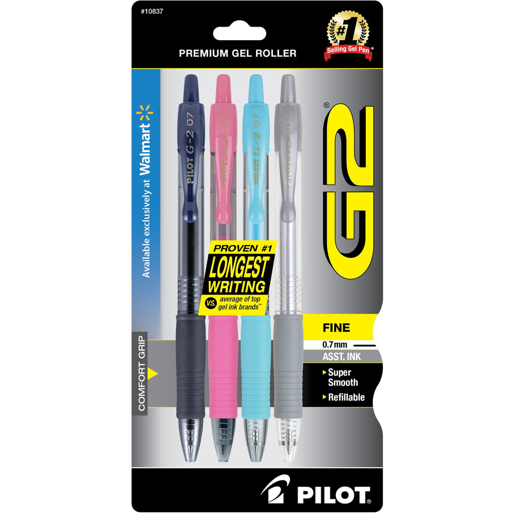 Pilot G2 Premium Retractable Gel Ink Pens, Fine Point, Black Ink, 4 Count
