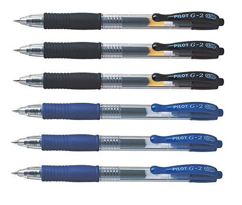 Pilot G2 Retractable Gel Ink Pens, Ultra Fine Point, 0.38 mm, Assorted Ink Colors, 6 Count