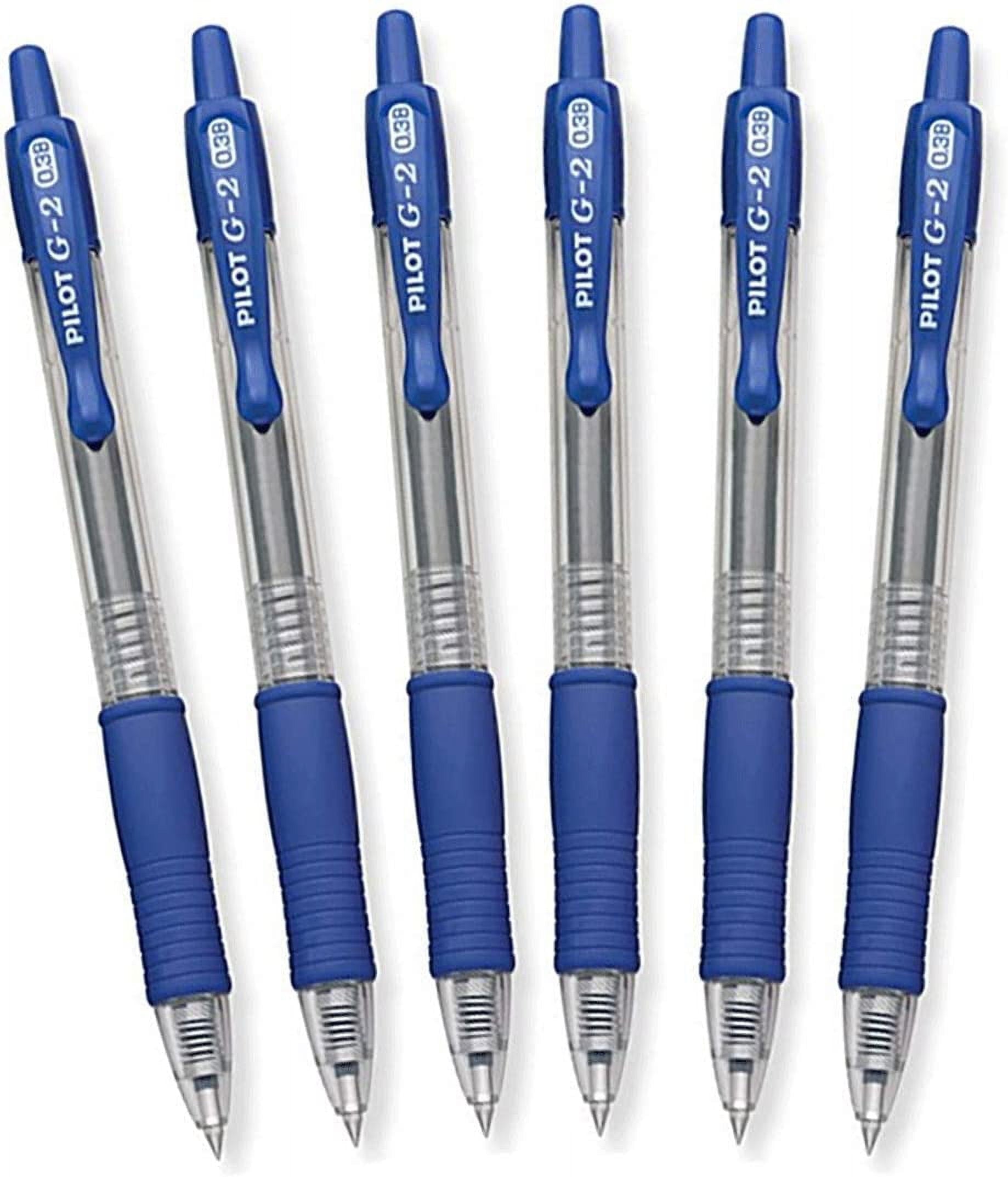 Pilot G2 Retractable Gel Ink Pens, Ultra Fine Point, 0.38 mm, Blue Ink, 6 Coun